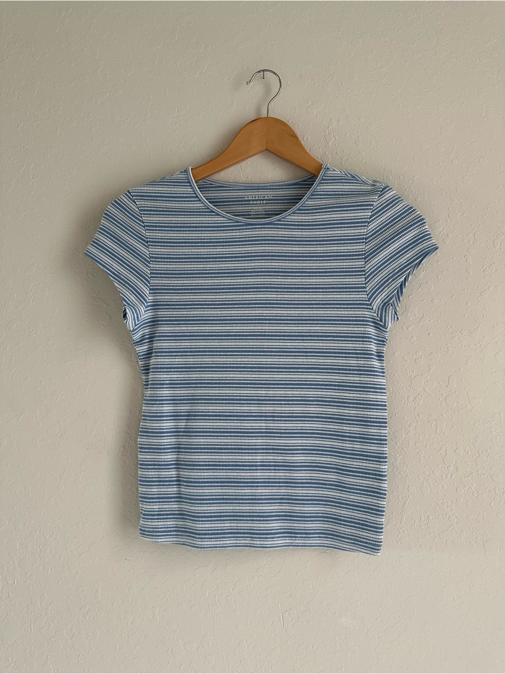 American Eagle Outfitters Blue & White Striped Short-Sleeve Tee
